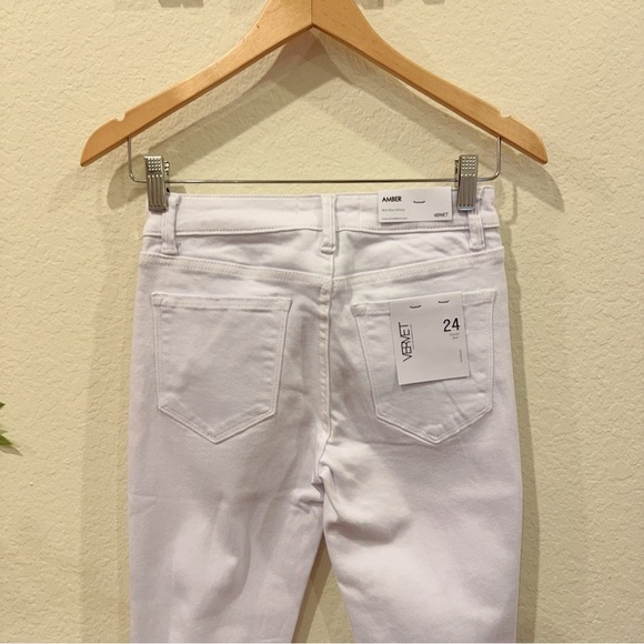 VERVET by Flying Monkey Amber Denim Raw Hem Distressed Skinny Jeans in White NWT - Picture 8 of 9